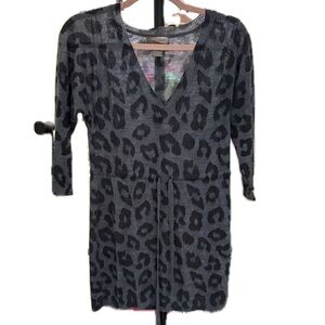 Forever 21 Love 21 Gray Leopard Print Adjustable Sweater Dress Cover Up